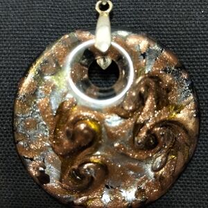 Glass and resin hand designed pendant with chain